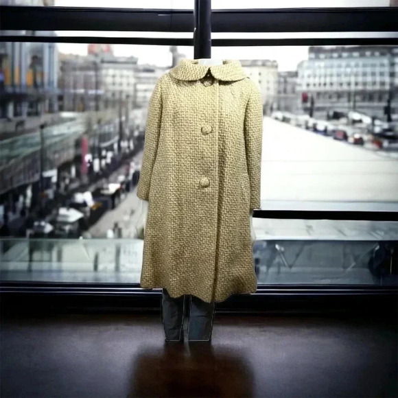 Vintage Custom Cloak Toronto Irish Tweed  Beige Button Jacket - Picture 9 of 11